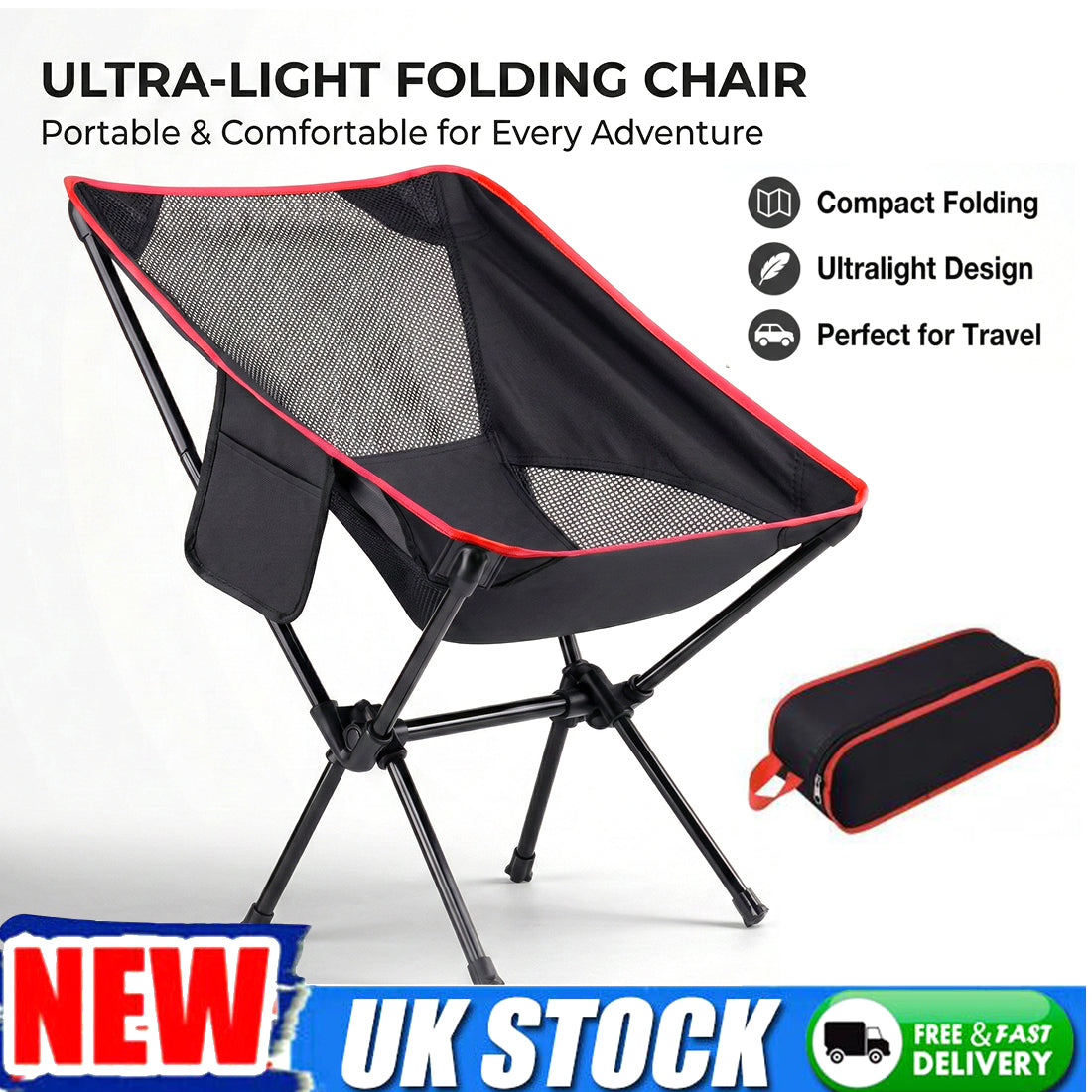 Lightweight Outdoor Folding Chair Camping Portable Seat High Back Fishing Chair