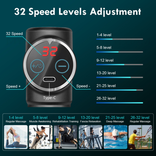 32 Speed Mini LED Deep Tissue Body  Muscle Massage Gun